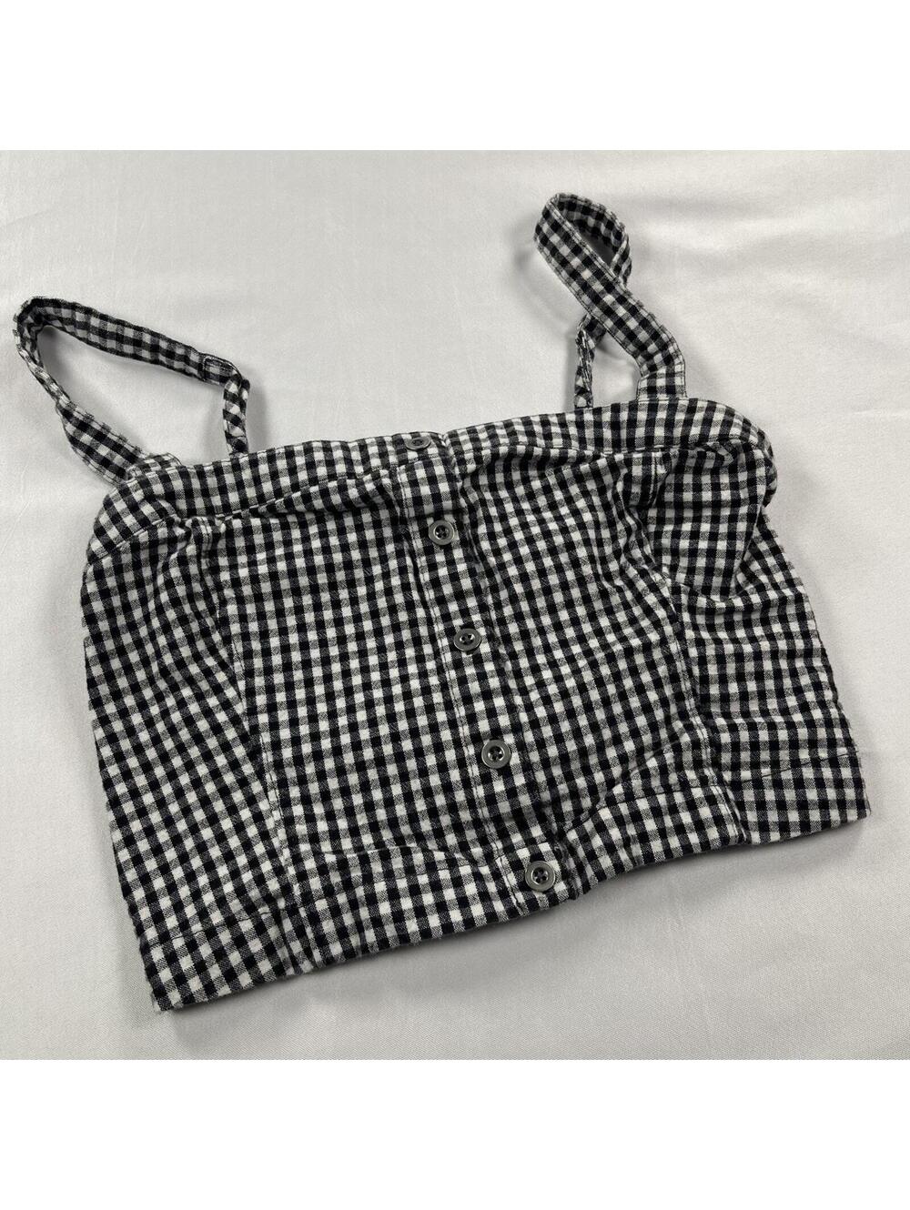 Hollister Y2K Crop Cami Top Womens Small Black White Cottage Preppy 90s